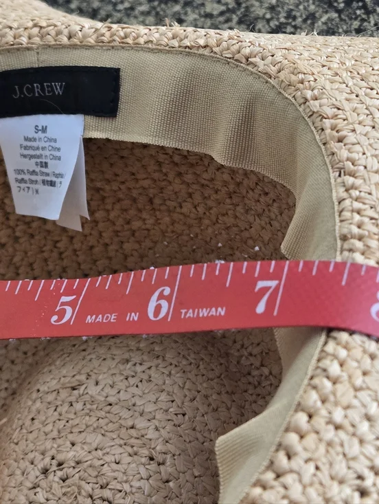 J. Crew G6551 Packable Foldable Raffia Straw Hat Natural Black Band Size S-M - Picture 11 of 11